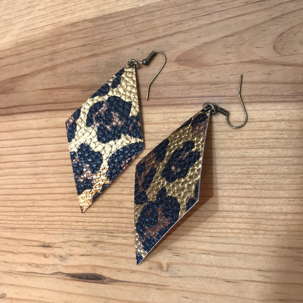 Handmade Leather Leopard Earrings